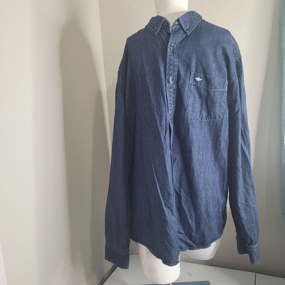 Dockers Large button front shirt top collar pocket longsleeve